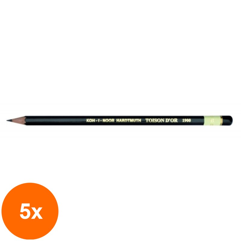 Set 5 x Creion Tehnic, Tarie B, 2 x 7 x 175 mm, Toison D'or