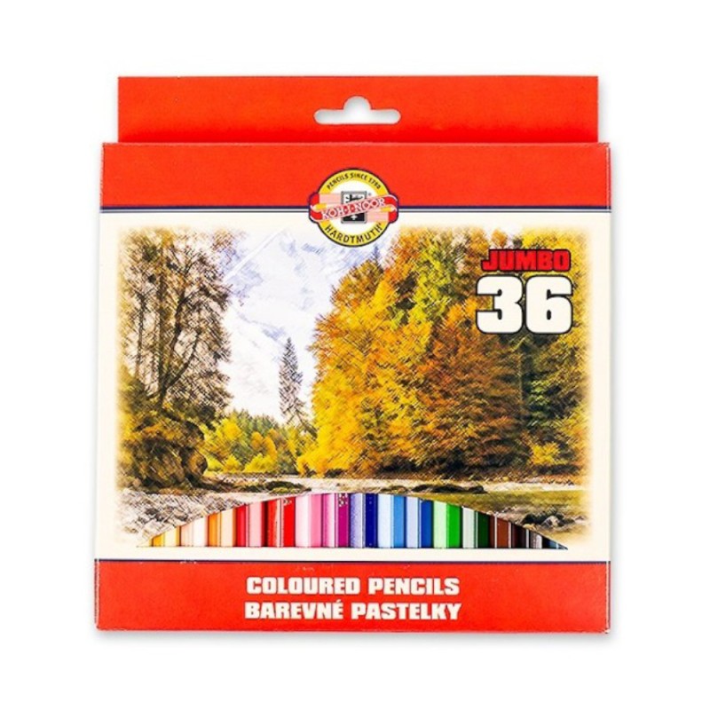 Creioane Colorate, 36 Culori, 5.6 x 10 x 175 mm, Omega Jumbo