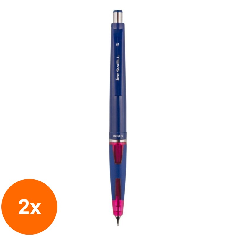 Set 2 x Creion Mecanic, 0.7 mm, Albastru cu Roz, Swell Office