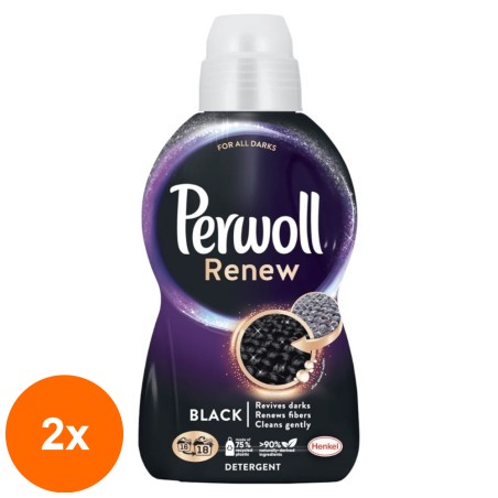 Set 2 x Detergent Lichid pentru Rufe Perwoll Renew Black, 18 Spalari, 990 ml...