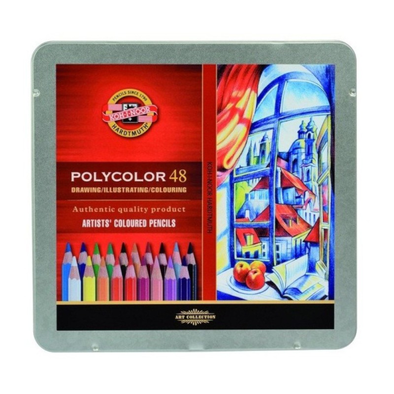 Creioane Colorate Polycolor, Cutie Metal, 48 Culori