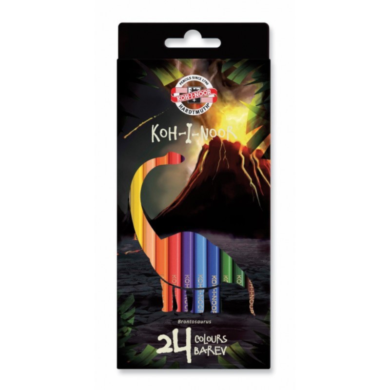Creioane Colorate, 3.2 x 7 x 175 mm, 24 Culori, Koh-I-Noor Colectia Dino