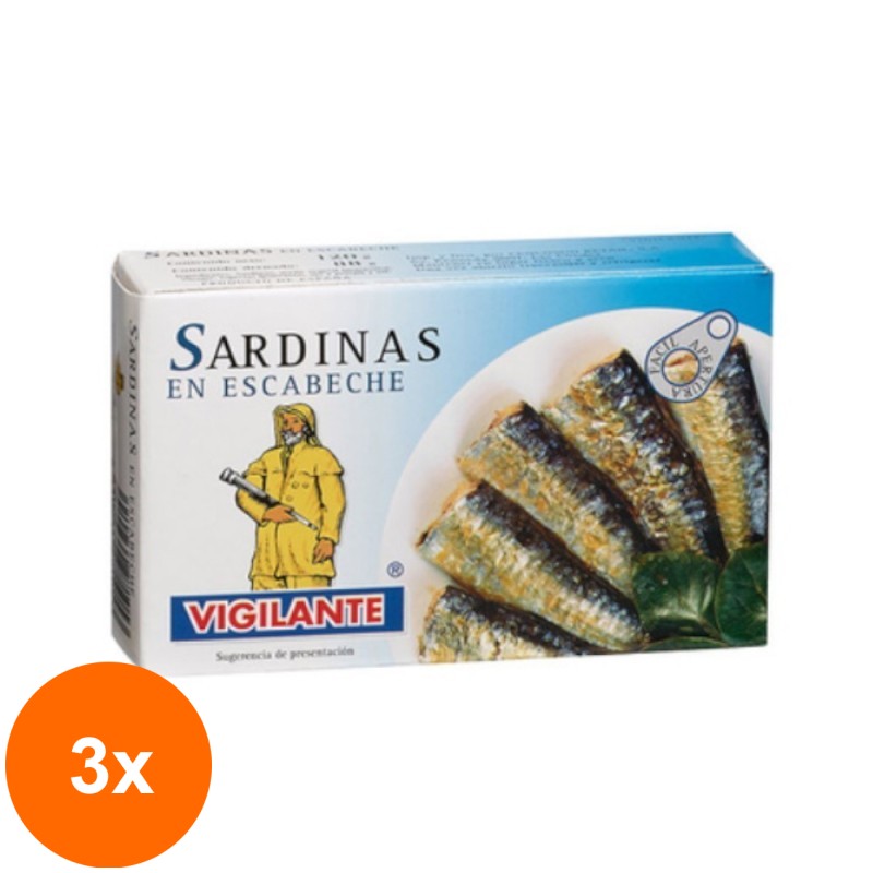 Set 3 x Sardine in Sos de Tomate Vigilante, 120 g