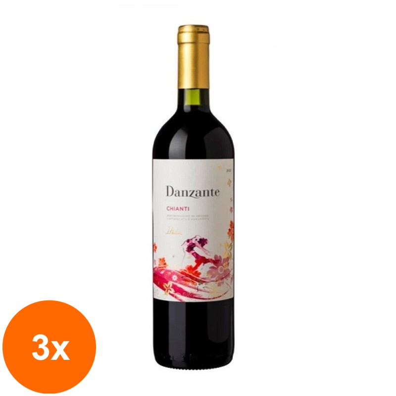 Set 3 x Vin Rosu Danzante Chianti Rosu DOCG Frescobaldi Italia 12,5% Alcool, 0.75l