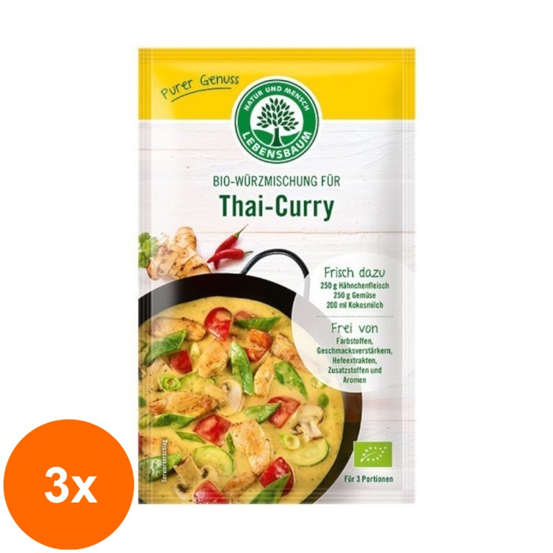 Set 3 x Amestec BIO de Condimente pentru Thai-curry, 23 g, Lebensbaum