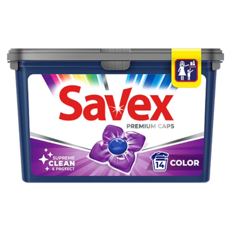 Detergent Capsule Gel Savex Color, 14 Spalari