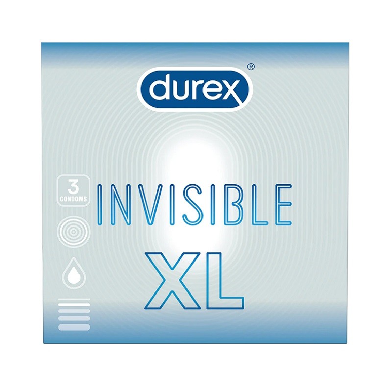 Prezervative XL Durex Invisible, 3 Bucati
