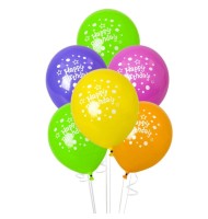 Baloane Classic, Happy Birthday, Multicolore, Latex, 8 Bucati