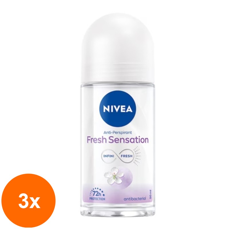 Set 3 x Deodorant Antiperspirant Roll-On Nivea, Fresh Sensation, 50 ml