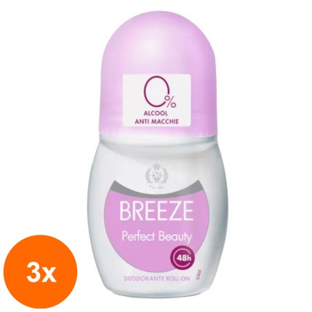 Set 3 x Deodorant Antiperspirant Roll-On Breeze, Perfect Beauty, 50 ml...