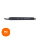 Set 2 x Creion Mecanic, Plastic, cu Ascutitoare,  5.6 mm, Negru