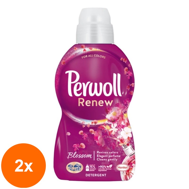Set 2 x Detergent de Rufe Lichid Perwoll Renew Blossom, 990 ml