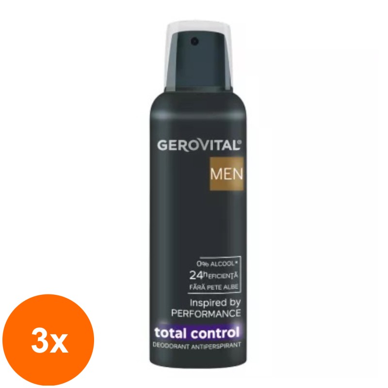 Set 3 x Deodorant Antiperspirant Gerovital Men Total Control, 150 ml