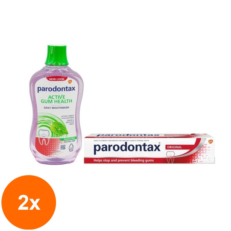 Set 2 x Pasta de Dinti Parodontax Clasic, 75 ml si Apa de Gura Daily Gum Care Fresh Mint, 500 ml