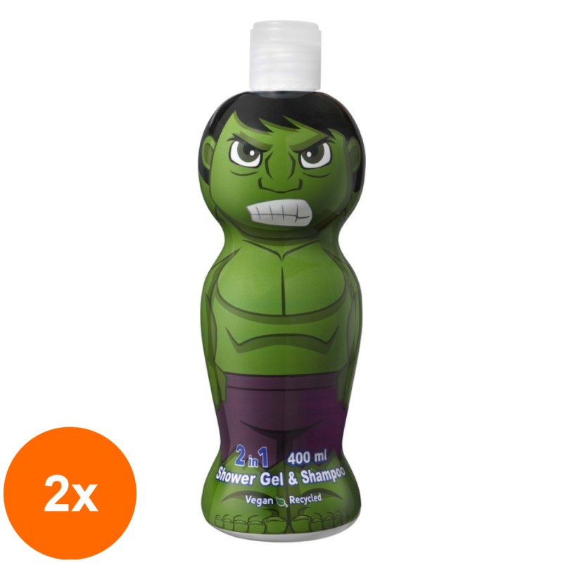 Set 2 x Gel de Dus si Sampon Hulk, Figurina 1D, 400 ml