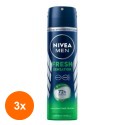 Set 3 x Spray pentru Barbati Nivea Men Fresh Sensation, 150 ml