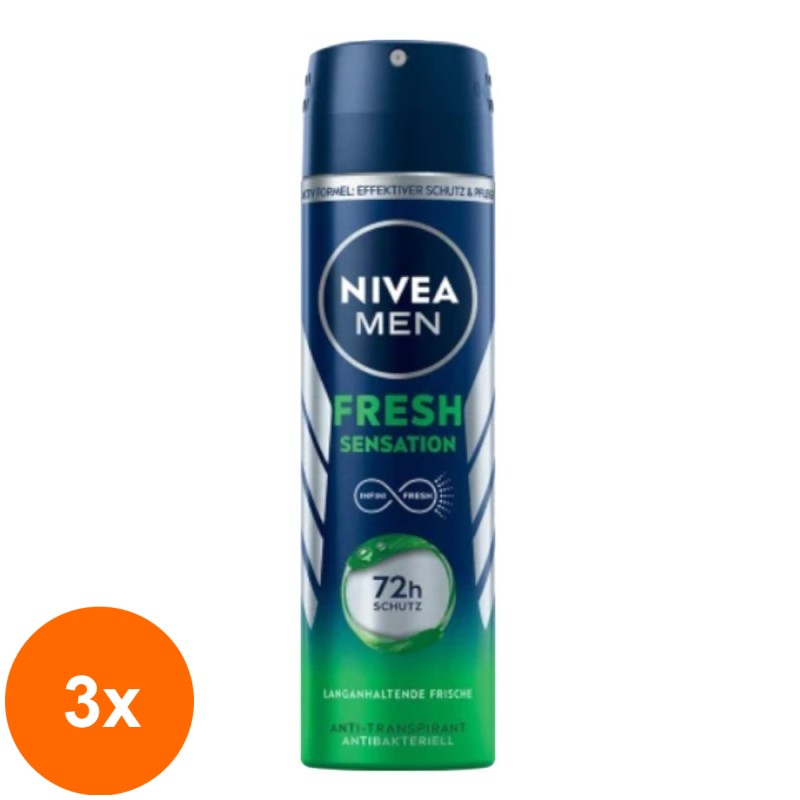 Set 3 x Spray pentru Barbati Nivea Men Fresh Sensation, 150 ml
