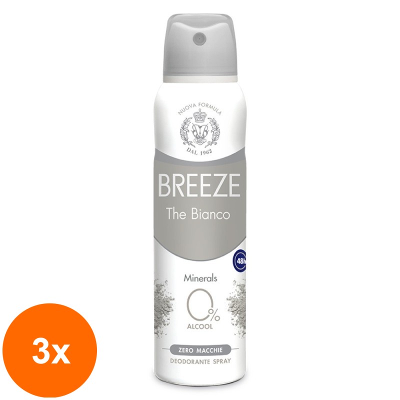 Set 3 x Deodorant Spray Breeze The Bianco, 150 ml