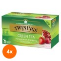 Set 4 x Ceai Twinings Verde cu Aroma de Rodie, Zmeura si Capsuni 25 Pliculete, 37.5 g