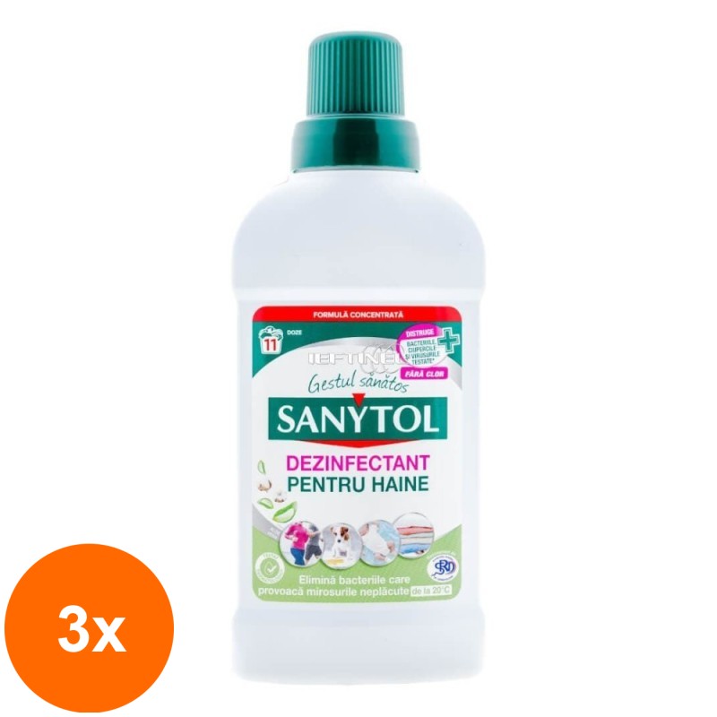Set 3 x Dezinfectant pentru Haine Sanytol, cu Aloe Vera, 500 ml