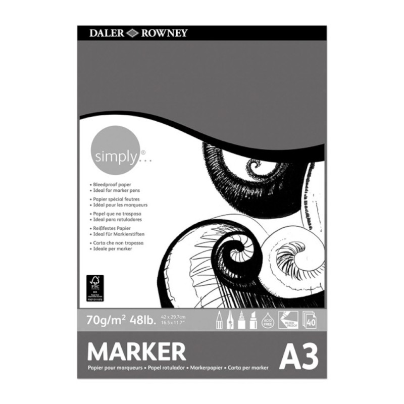 Bloc Marker Simply Daler Rowney, 29.7 x 42 cm, 70 g/mp
