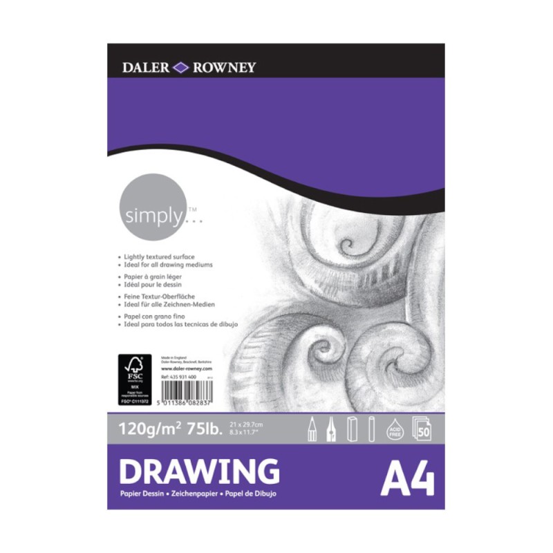 Bloc Desen Simply Daler Rowney, 21 x 29.7 cm, 120 g/mp