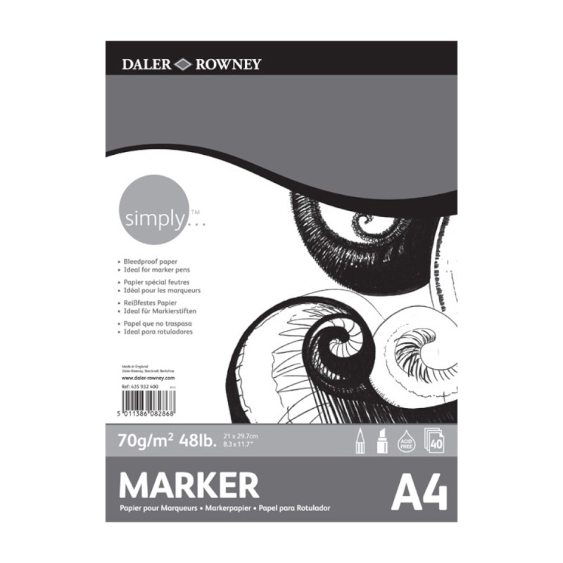 Bloc Marker Simply Daler Rowney, 21 x 29.7 cm, 70 g/mp