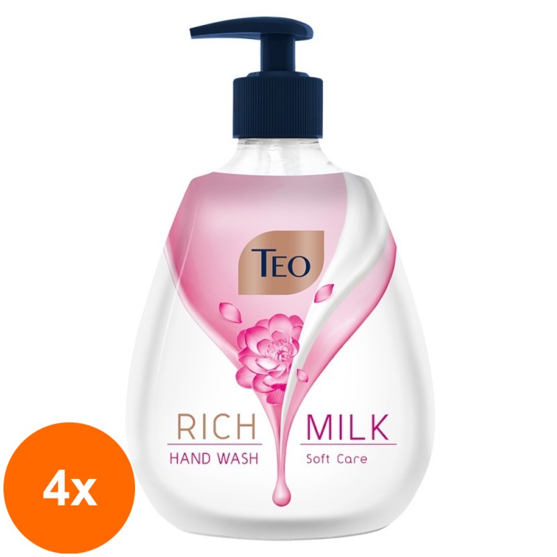 Set 4 x Sapun Lichid Teo Rich Milk Soft Care, 400 ml