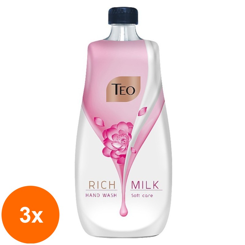 Set 3 x Rezerva Sapun Lichid Teo Rich Milk Soft Care, 800 ml