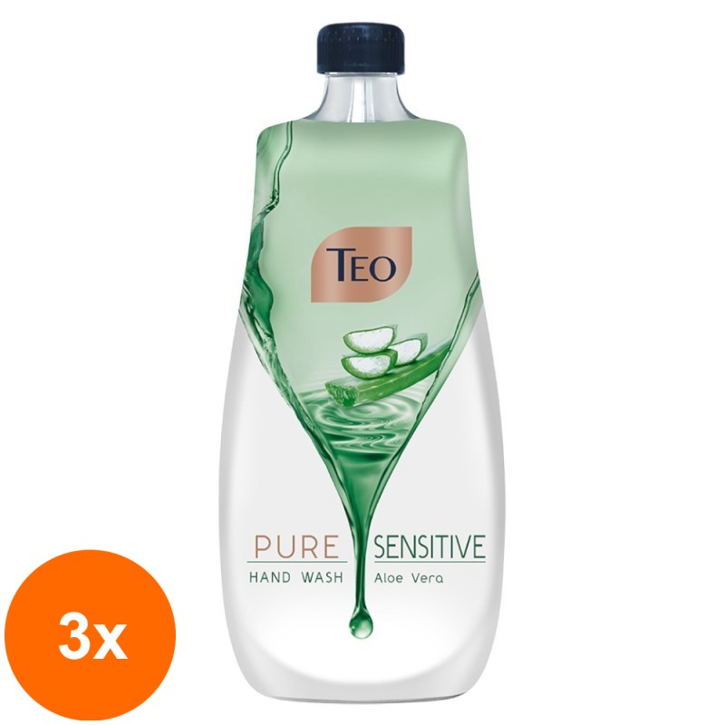 Set 3 x Rezerva Sapun Lichid Teo Pure Sensitive Aloe Vera, 800 ml