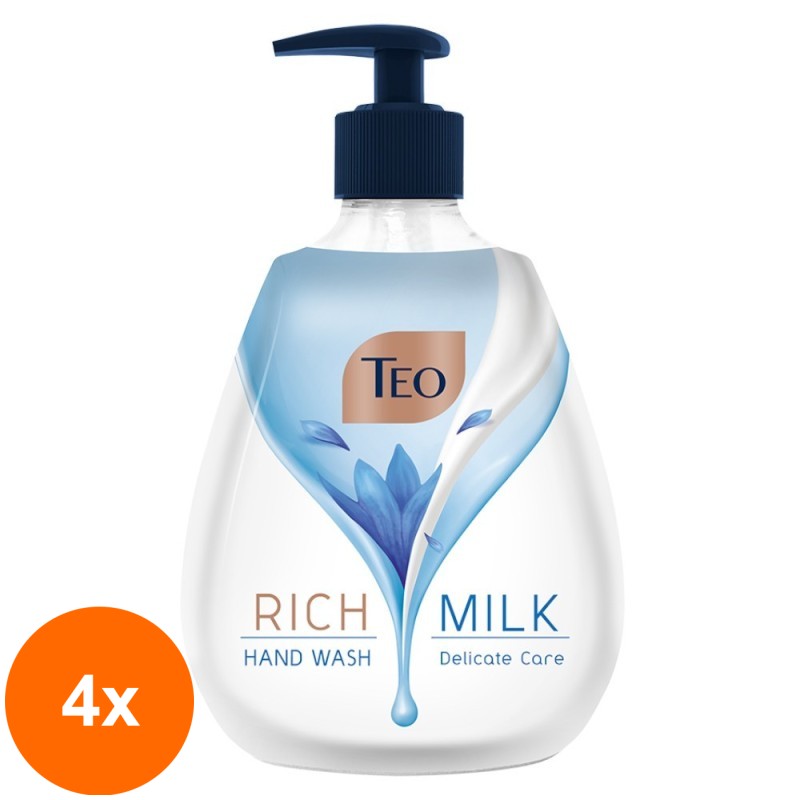 Set 4 x Sapun Lichid Teo Rich Milk Delicate Care, 400 ml