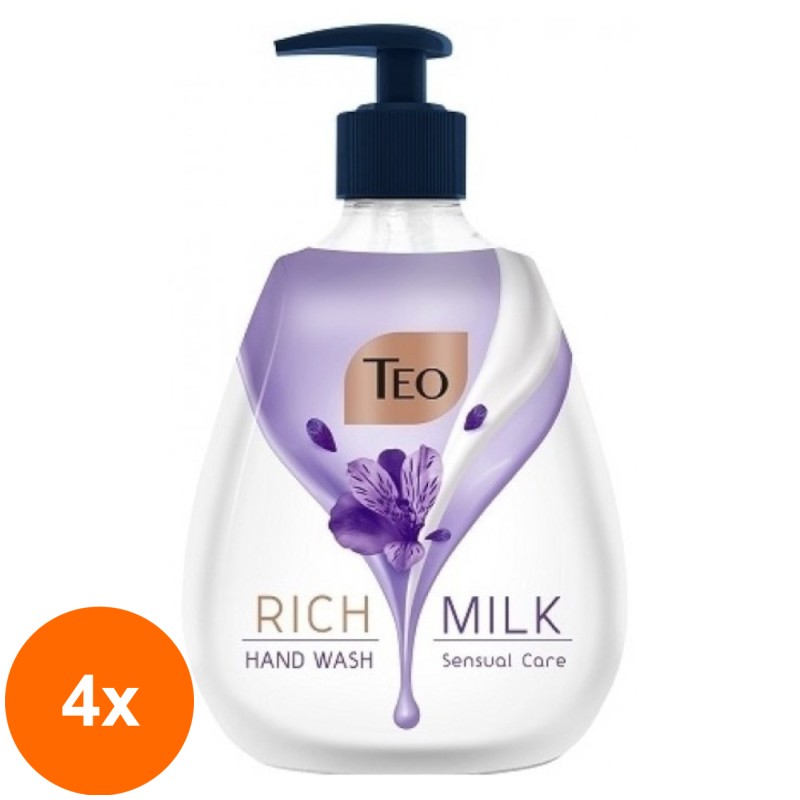 Set 4 x Sapun Lichid Teo Rich Milk Sensual Care, 400 ml