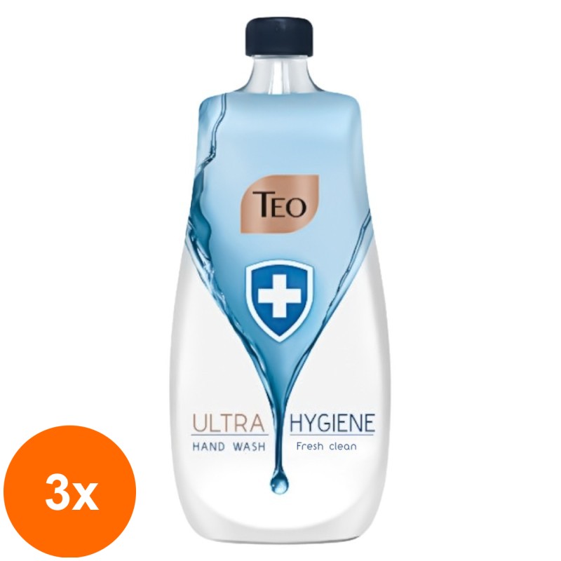 Set 3 x Rezerva Sapun Lichid Teo Ultra Hygiene Fresh Clean, 800 ml