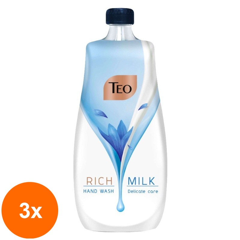 Set 3 x Rezerva Sapun Lichid Teo Rich Milk Delicate Care, 800 ml