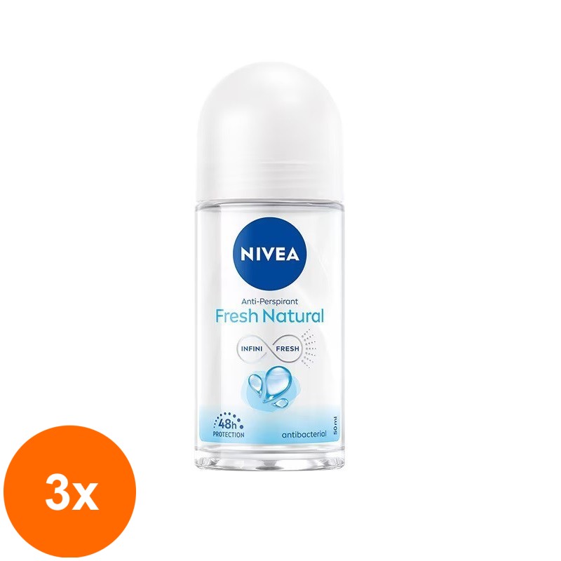 Set 3 x Deodorant Roll-On Fresh Natural Nivea Deo, 50 ml