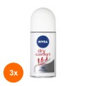 Set 3 x Deodorant Roll-on Nivea Dry Comfort, 50 ml