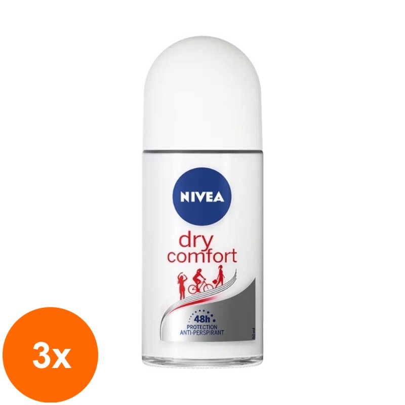 Set 3 x Deodorant Roll-on Nivea Dry Comfort, 50 ml