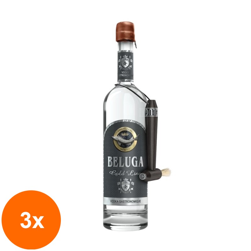 Set 3 x Vodka Beluga Gold Line, 40% Alcool, 0.5 l