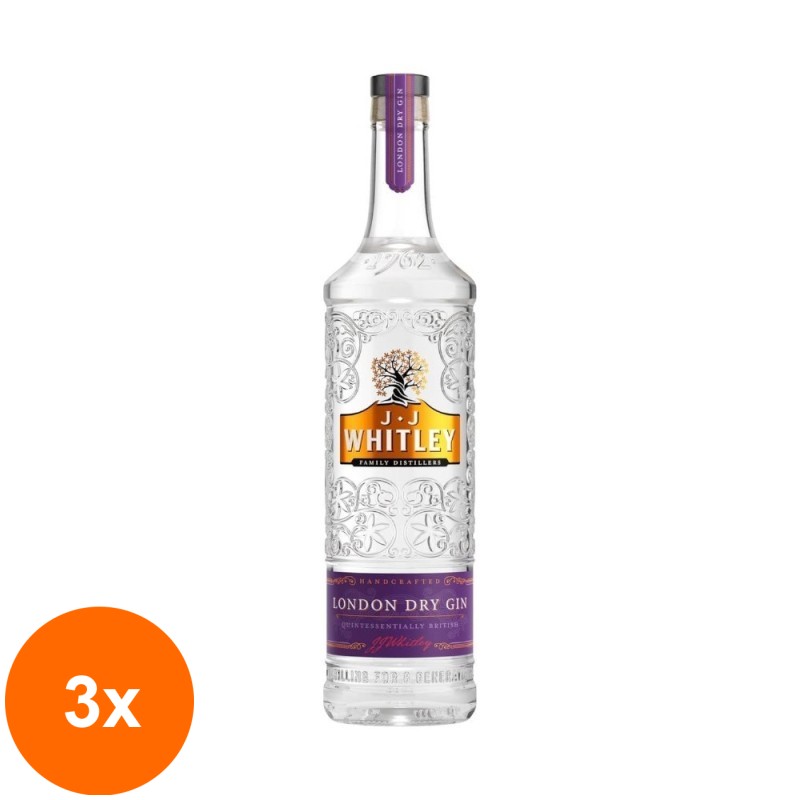 Set 3 x Gin J.J Whitley London Dry, 38.6% Alcool, 1 l