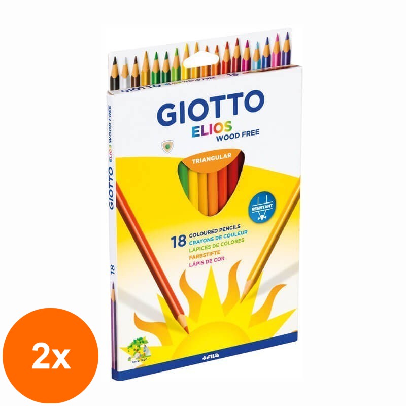 Set 2 x 18 Creioane Colorate Elios Giotto