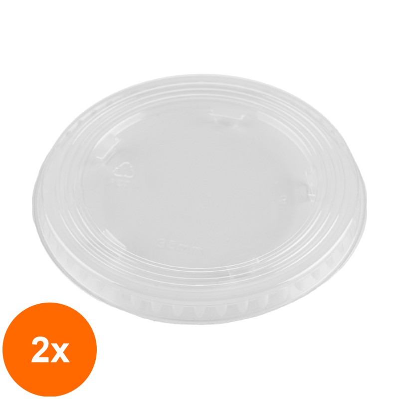 Set 2 x 50 Capace Biodegradabile Compostabile rPET Plate Transparente, fara Gaura, 95 mm