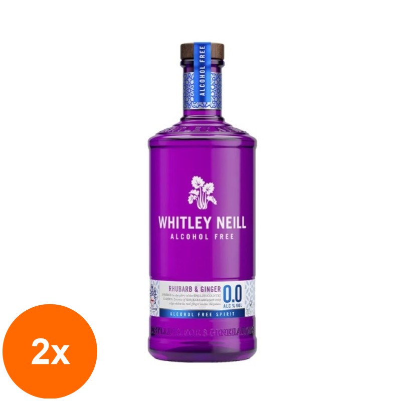 Set 2 x Gin Rubarba si Ghimbir Whitley Neill, 0% Alcool, 0.7 l