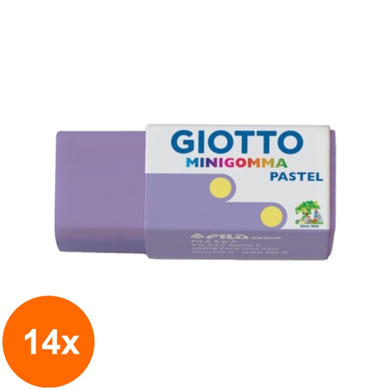 Set 14 x Radiera Creion Minigomma, Pastel, Giotto