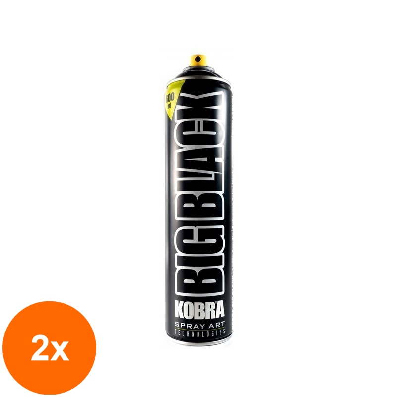 Set 2 x Spray Acrilic Big Kobra - Satin Black - 600 ml