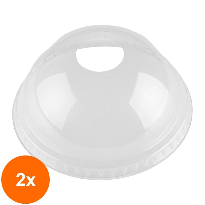 Set 2 x 50 Capace Biodegradabile Compostabile rPET Cupola Transparente, Gaura O, 95 mm