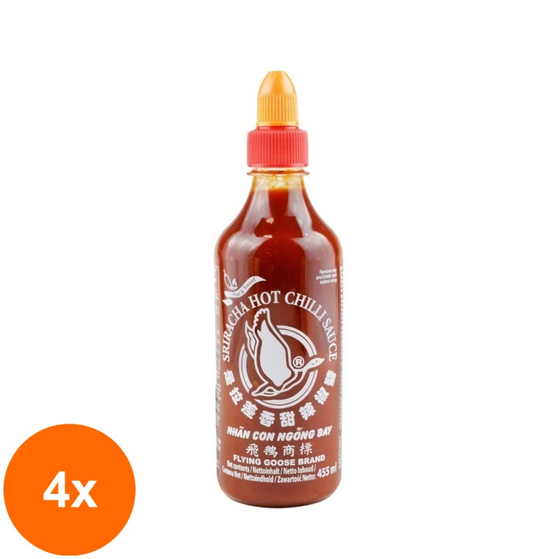 Set 4 x Sos Hot&Sweet Sriracha Flying Goose, 455 ml