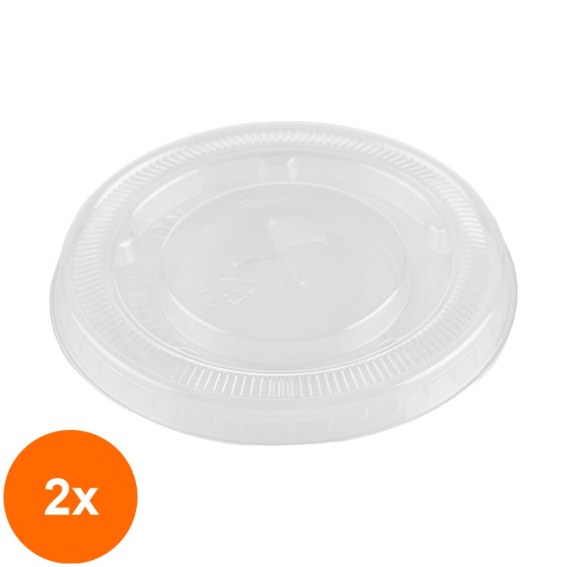 Set 2 x 50 Capace Biodegradabile Compostabile rPET Plate Transparente, Gaura X, 78 mm
