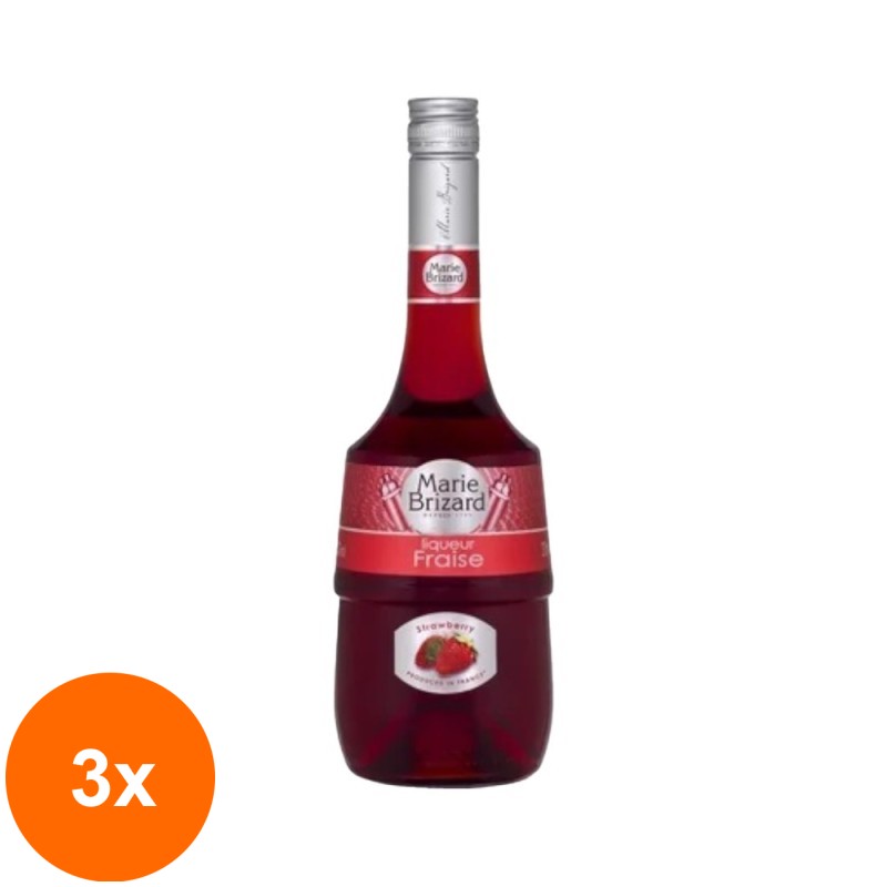 Set 3 x Lichior de Capsuni, Marie Brizard, 20% Alcool, 0.7 l
