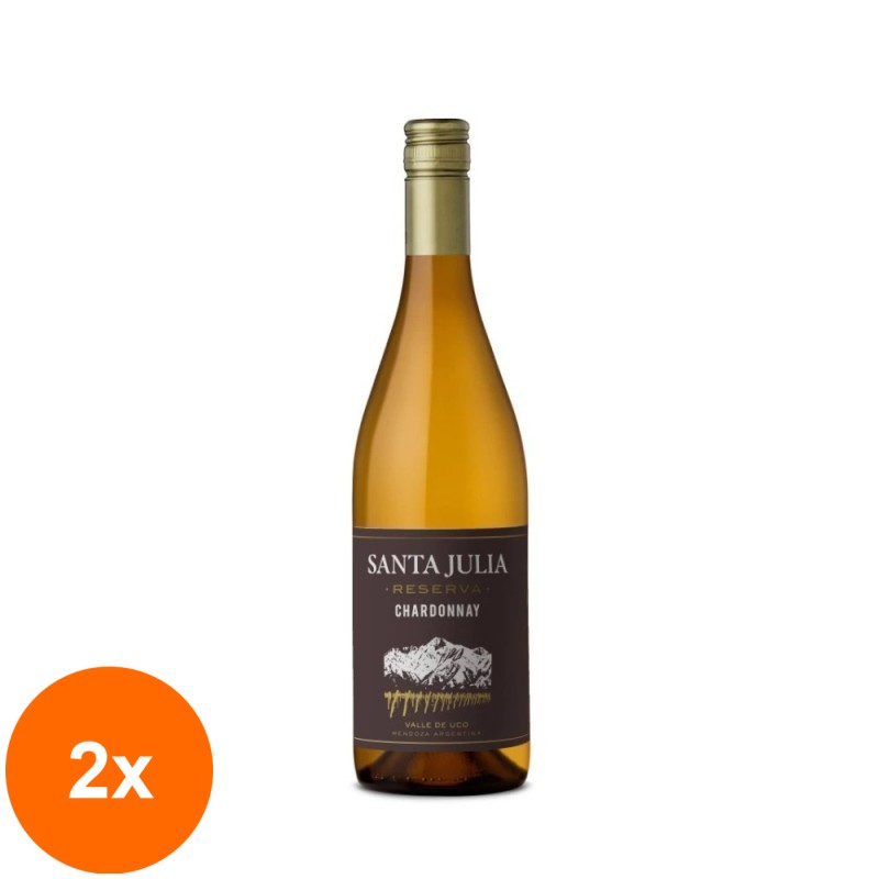 Set 2 x Vin Santa Julia Reserva Chardonnay, Alb, 0.75 l