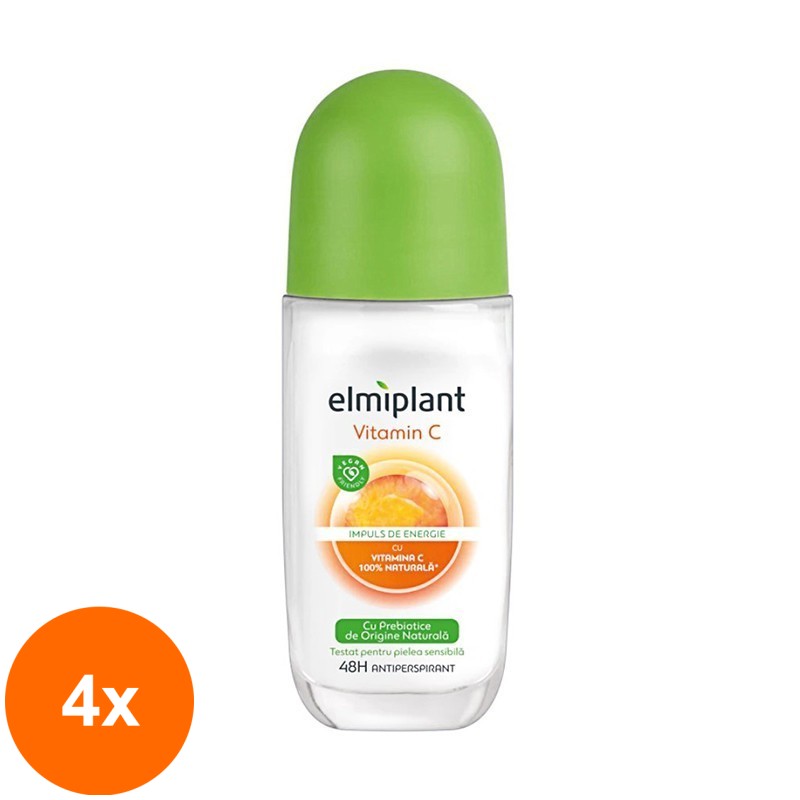 Set 4 x Deodorant Antiperspirant Roll-on Elmiplant Vitamin C, 50 ml